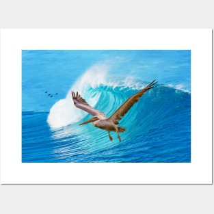 Brown Pelican Wings and Waves Posters and Art